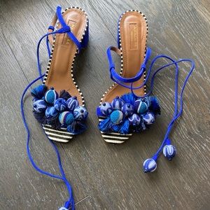 Aquazzura Tropicana appliquéd suede sandals